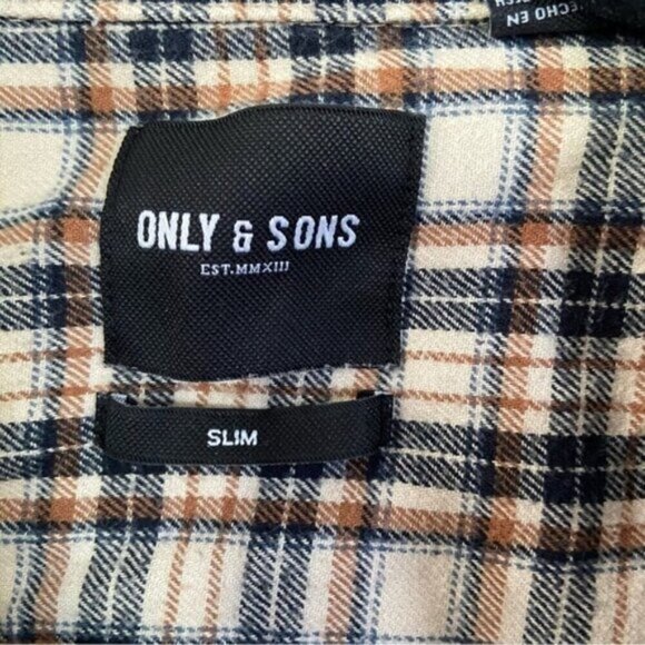 Only & Sons Slim Fit Button Up Flannel Shirt Size X-Large - Picture 4 of 5